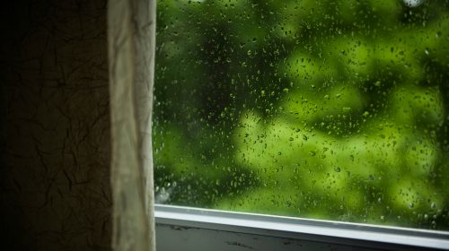A,Rain,Drops,On,The,Glass,Of,The,Window,,Green