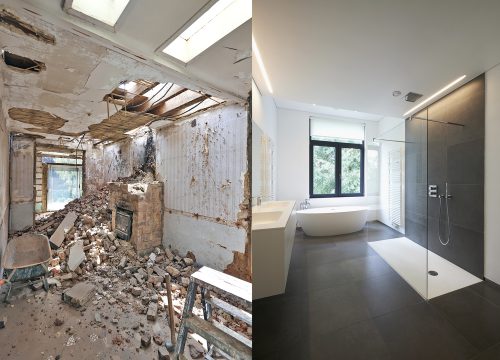 Renovation,Of,A,Bathroom,Before,And,After,In,Horizontal,Format